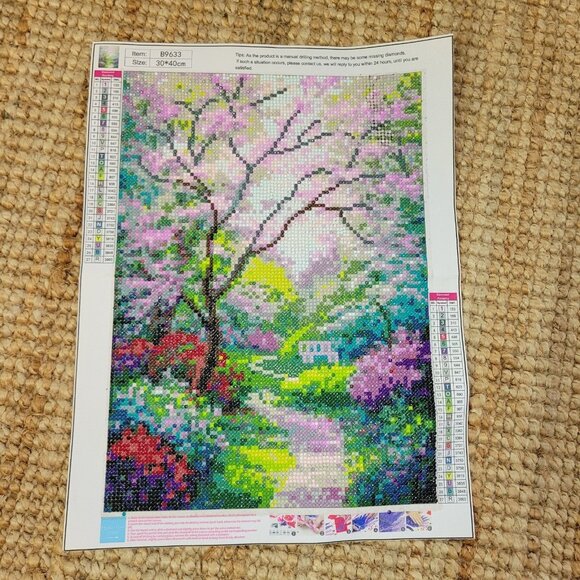Diamond Dotz Painting Tree Landscape Flowers Cottage Bling Finished Unframed - Picture 1 of 11